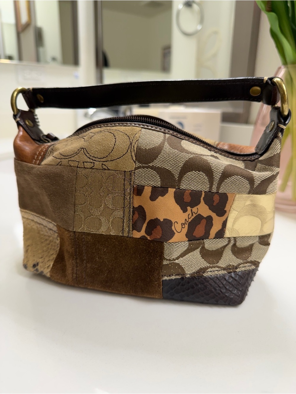 Vintage Coach Animal Print Patchwork